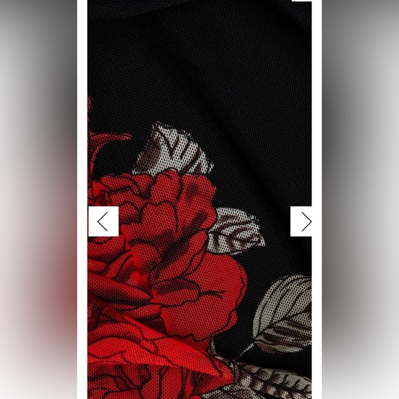 Ganni black ruched floral print stretch mesh dress - Picture 4 of 9